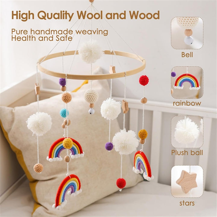 Herfair Mobiles Baby, Regenbogen Babybett Hölz Windspiele mit Bäll, Baby Mobile, Anhänger Babyzimmer