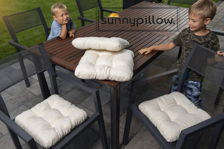 sunnypillow 4er Set Stuhlkissen 40x40 cm Bequeme 8cm Polsterauflage Auflage für Stühle/Bänke in Haus