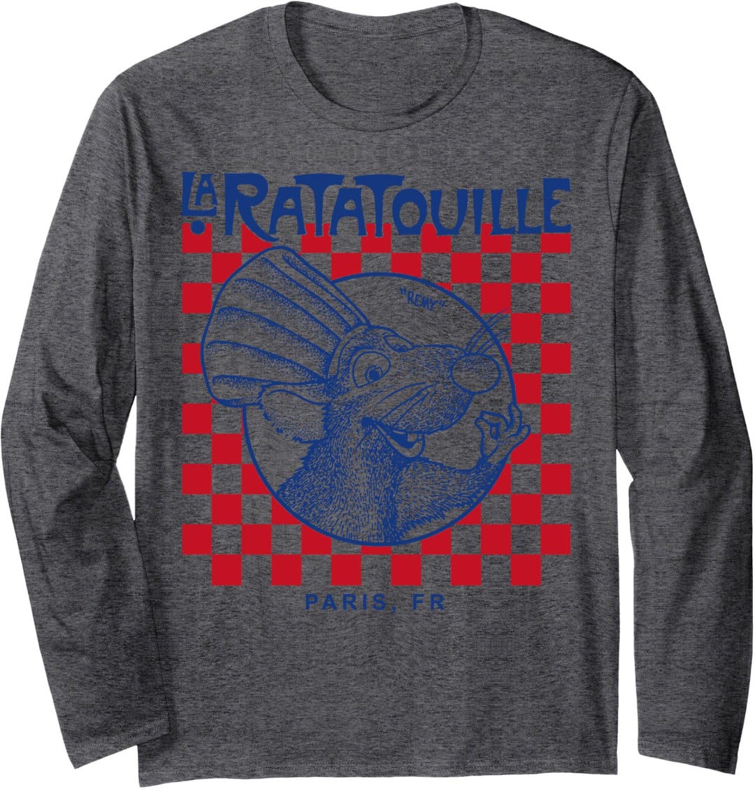Disney Pixar Ratatouille Remy Paris Checkerboard Langarmshirt