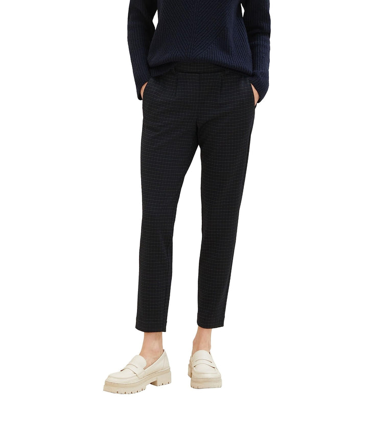 TOM TAILOR Damen Loose Fit Chino Hose 34W / 28L 19867 - Navy Check, 34W / 28L 19867 - Navy Check