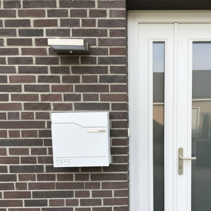 Metzler Exklusiver Briefkasten in Verkehrsweiss RAL 9016 Hoffmann - Wandbriefkasten in Weiss mit V2A