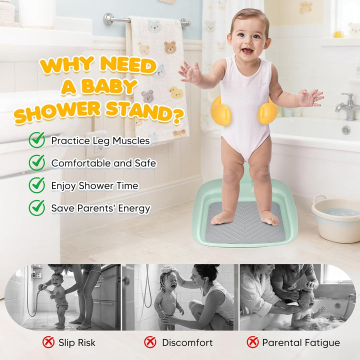 Baby Dusche Ständer, Höhenverstellung 47-62cm, Badestuhl mit Anti-Rutsch Basis & herausnehmbarem Hoc