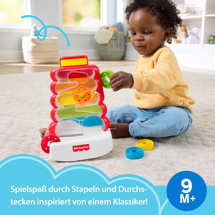 Fisher-Price Baby- und Kleinkindspielzeug, Rutschspass Farbring Pyramide, Aktivität mit Münzen zur s