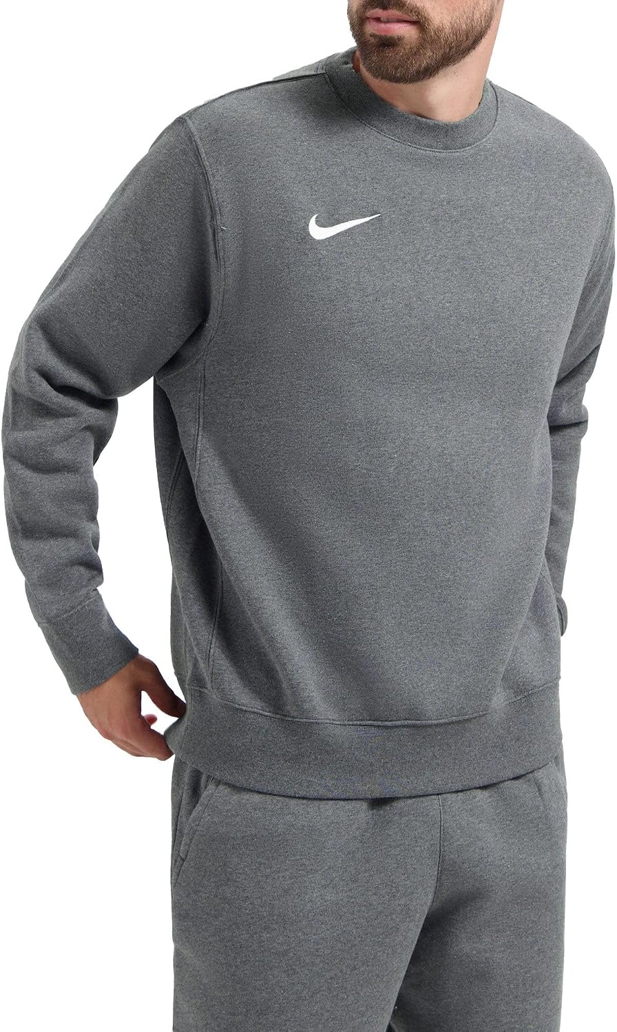 Nike Herren M Nk FLC Park20 Crew Sweatshirt (1er Pack) M Charcoal Heathr/White, M Charcoal Heathr/Wh