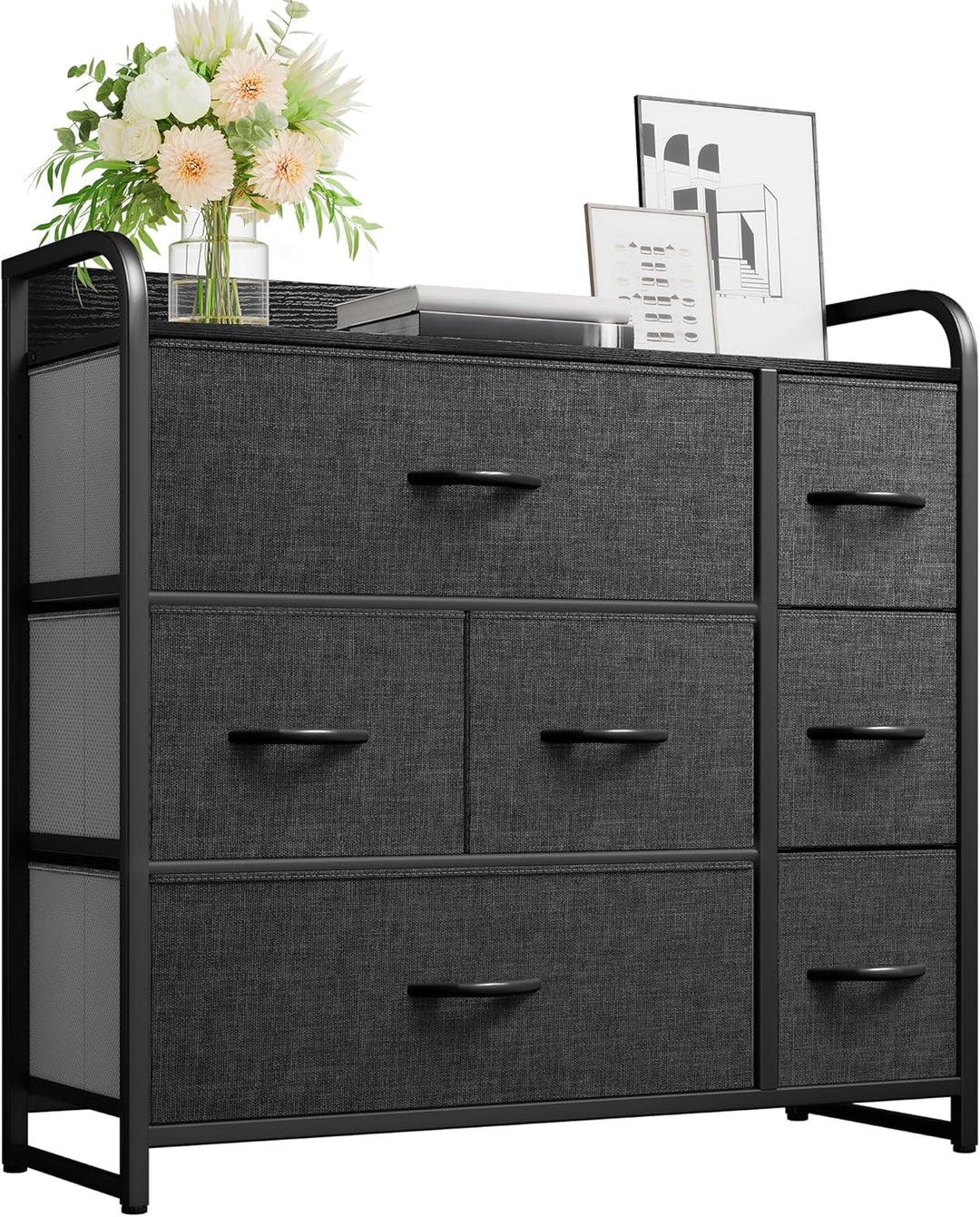 YITAHOME Kommode mit Schubladen, Schrank mit 7 Schubladen aus Stoff, Aufbewahrungskommode Industrial