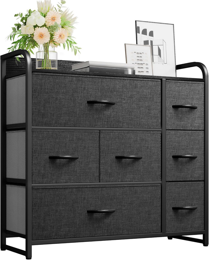 YITAHOME Kommode mit Schubladen, Schrank mit 7 Schubladen aus Stoff, Aufbewahrungskommode Industrial