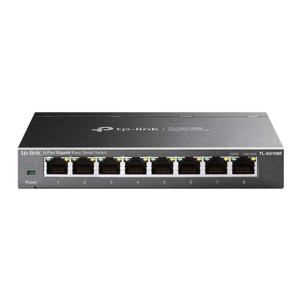 TP-Link TL-SG108E Managed Switch 8 Port Gigabit Ethernet LAN Switch(Plug-and-Play Netzwerk Switch,Me