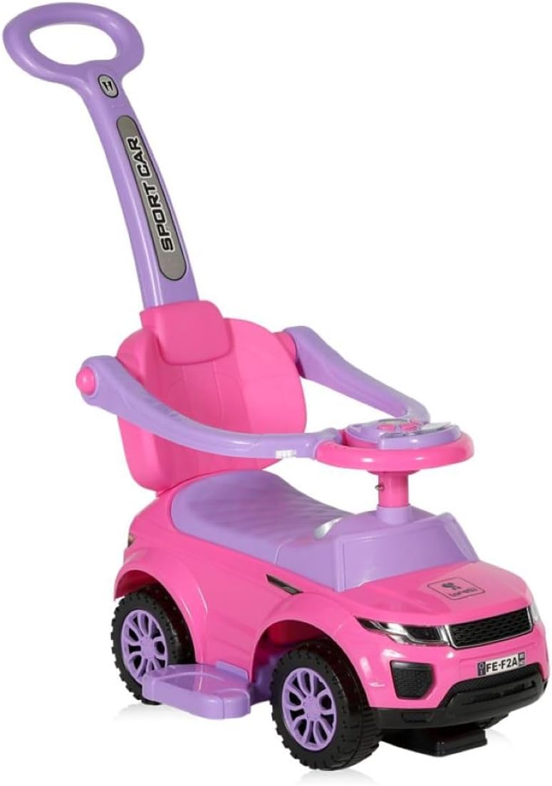 Lorelli Rutscher 3 in 1 Kinderauto Off Road Schiebegriff Musik Rückenlehne in rosa, Rosa