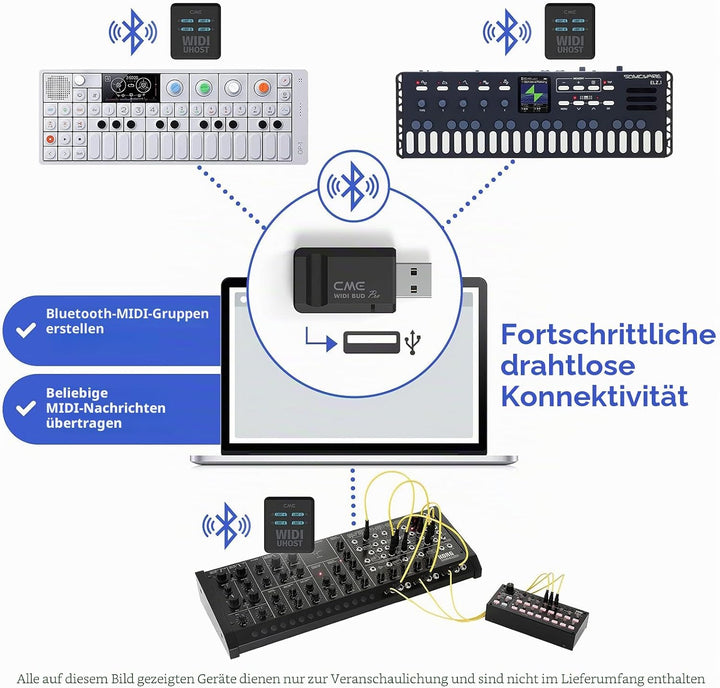 CME WIDI Bud Pro - Bluetooth-MIDI-Schnittstelle für iOS, MacOS, Windows, Android, ChromeOS, Linux, P