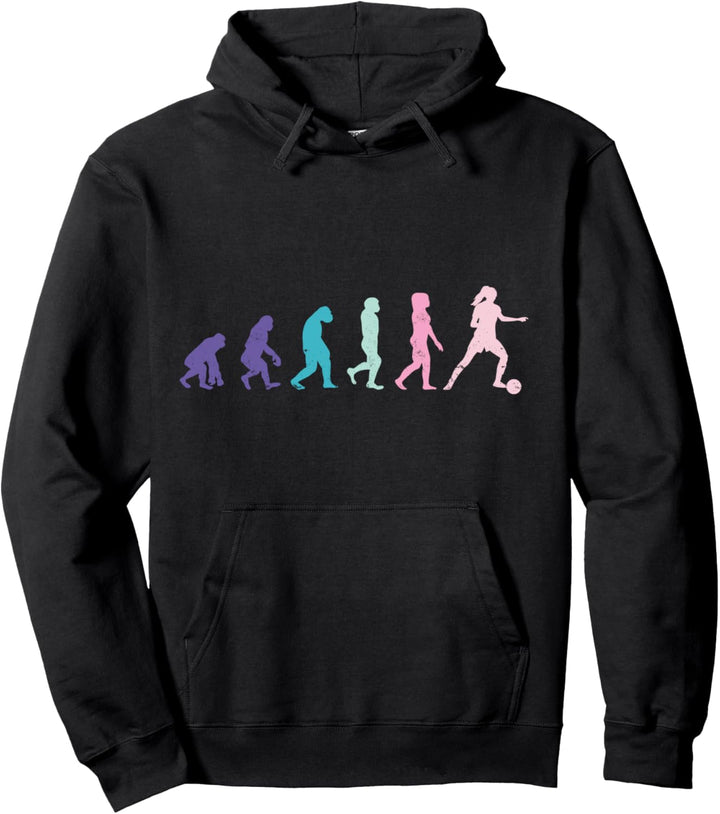 Evolution Frauenfussball Fussballerin Damen Mädchen Geschenk Pullover Hoodie