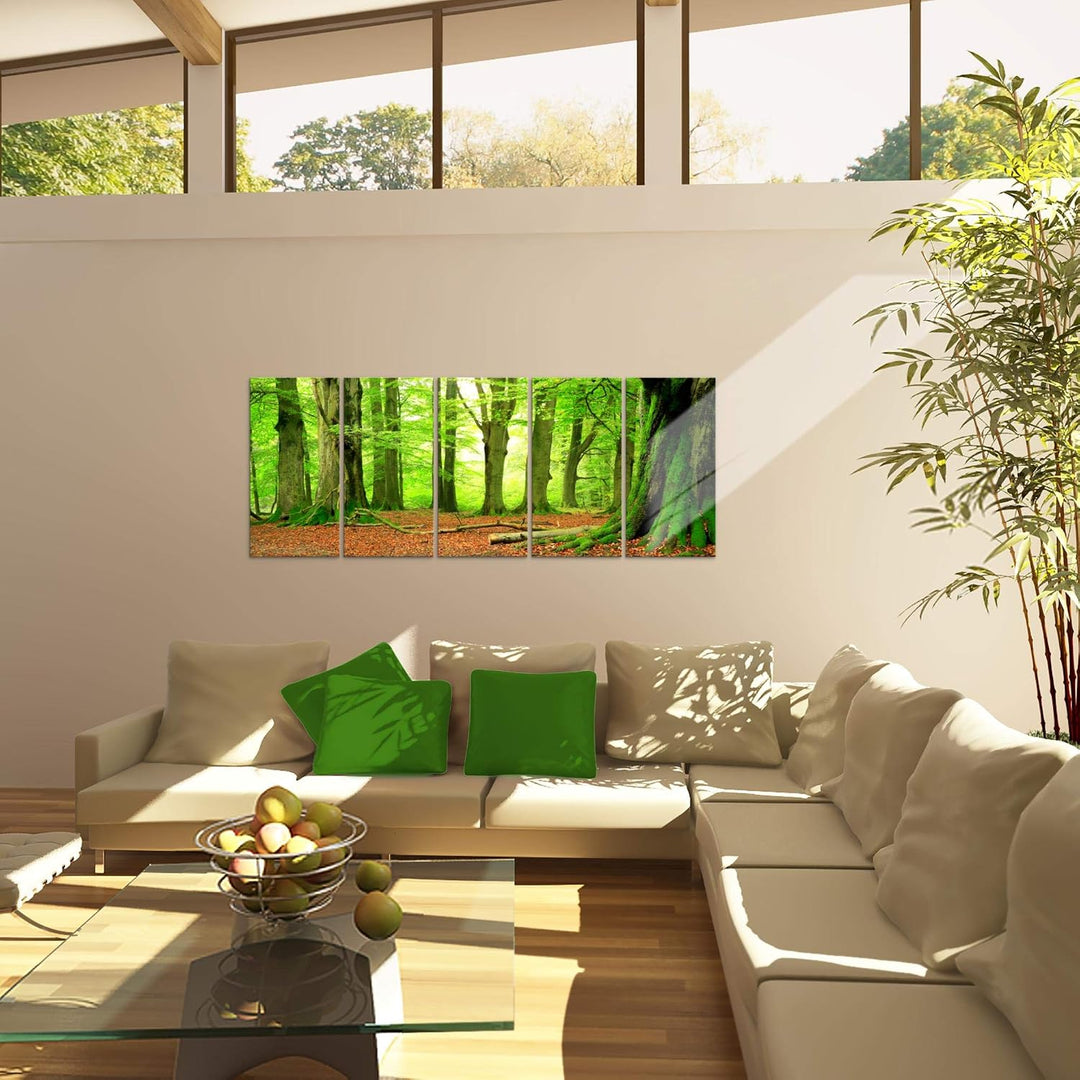 Runa Art Bild Wald Landschaft Wandbilder auf Vlies Leinwand 5 Teilig Wanddekoration Schlafzimmer Woh