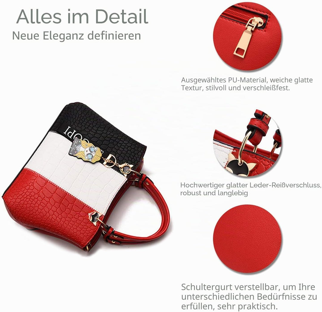 NICOLE & DORIS 2024 Neue Frauen Tasche Damen Leder Handtasche Mode Umhängetasche Mit Pompon abnehmba