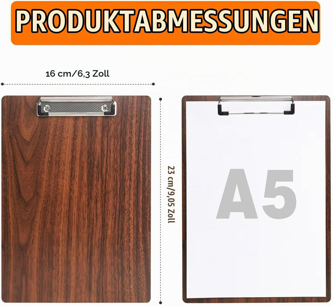 Klemmbrett A5 Holz,12 Stück Klemmbrett Holz A5 mit Metalklemme,Schreibbrett Schreibplatte Klemmbrett