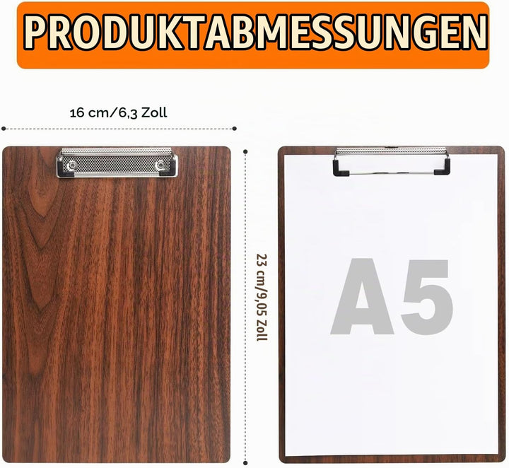Klemmbrett A5 Holz,12 Stück Klemmbrett Holz A5 mit Metalklemme,Schreibbrett Schreibplatte Klemmbrett