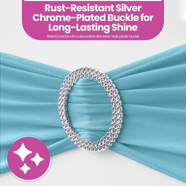 Weddecor Stuhldekoration, elastisches Stuhlband, Stuhlschärpe aus Spandex mit Schiebeschnalle, für H