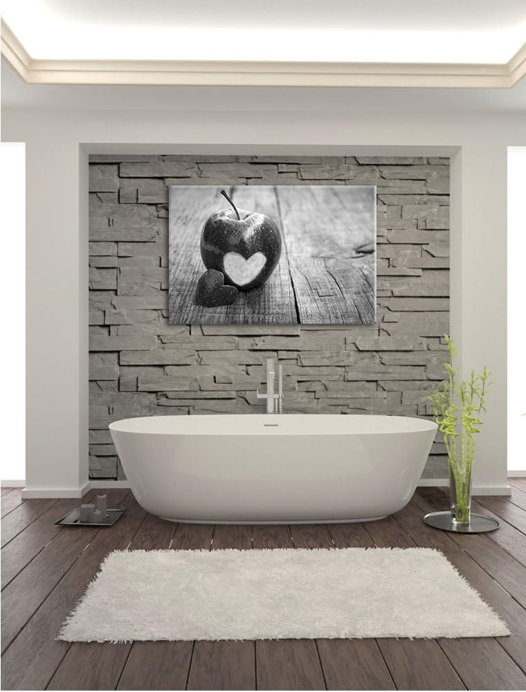 Pixxprint Herzschnitzerei in Apfel als Leinwandbild/Grösse: 100x70 / Wandbild/Kunstdruck/fertig besp