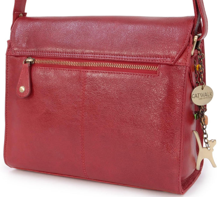Catwalk Collection Handbags - Vintage Leder - Umhängetasche/Schultertasche - Passend für iPad und Ta