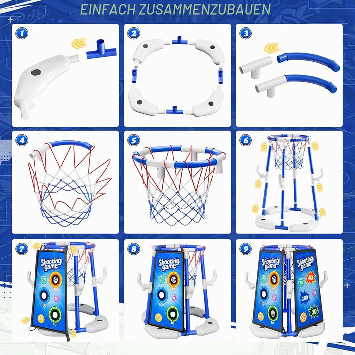 Sitodier Pool-Basketballkorb, 4-in-1-Schwimmkorb mit Ringen, Wurfspiel und haftenden Bällen für Fami