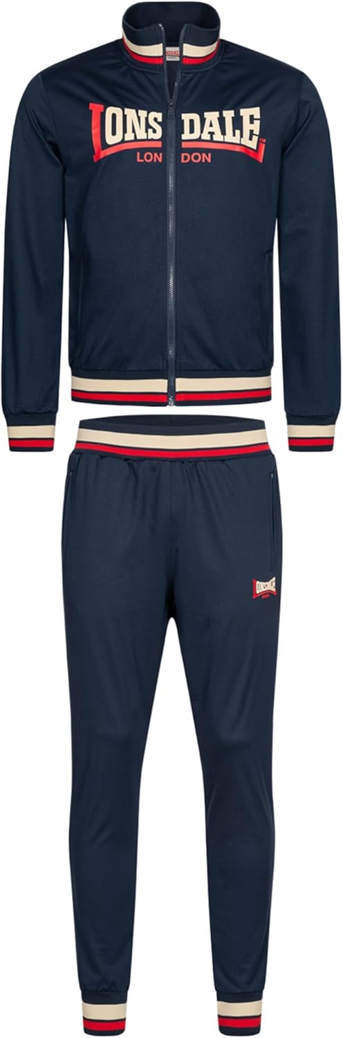 Lonsdale Herren Poolewe Tracksuit L Navy/Red/Sand, L Navy/Red/Sand