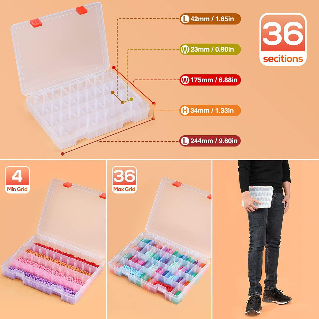 SOMELINE® Sortimentskasten mit 36 Fächern | Stabile Sortierbox für Schrauben, Kleinteile, Klein- und