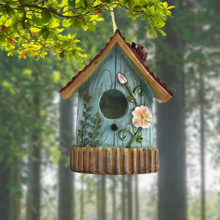 Ausserhalb von Vogelhäusern, Vogelhaus für Baum,Harz handgeschnitztes Vogelhaus - Bunte Nistkiste, G