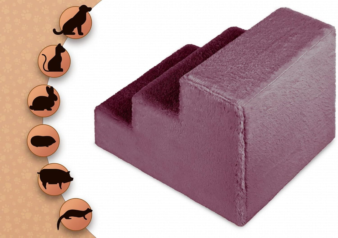 Mg Design Hundetreppe 3 Stufen in Violett – Stabiler Holzrahmen, gelenkschonend, leicht &amp; mobil, für