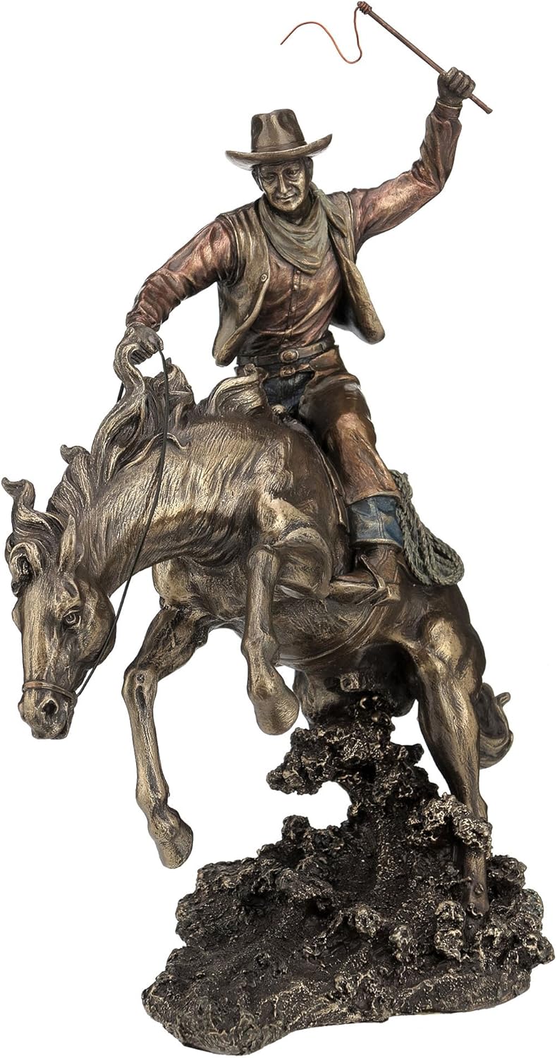 Zeckos braunen Rodeo Cowboy und Bucking Bronco Statue 33 cm hoch