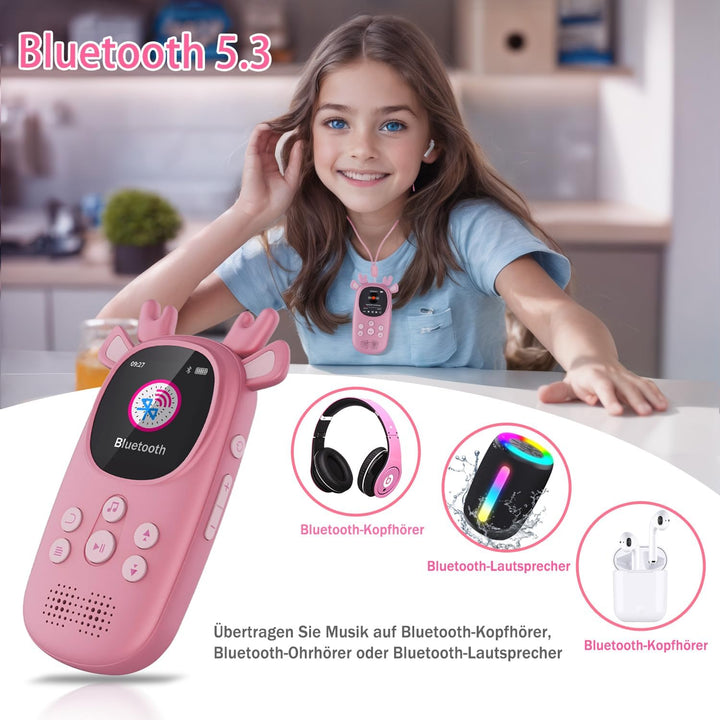 CCHKFEI 32GB Kinder MP3 Player mit Bluetooth 5.3,1,8 Zoll Bildschirm Bluetooth MP3-Player mit kopfhö