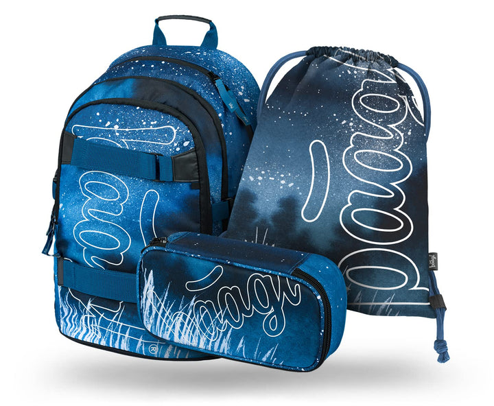 Baagl Schulrucksack Set Jungen Mädchen 3 Teilig, Schultasche ab 3. Klasse, Grundschule Ranzen mit Br