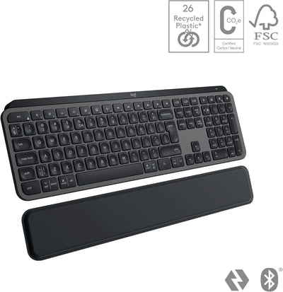 Logitech MX Keys S Plus kabellose Tastatur, Low Profile, Fluid Quiet Typing, Programmable, Backlight