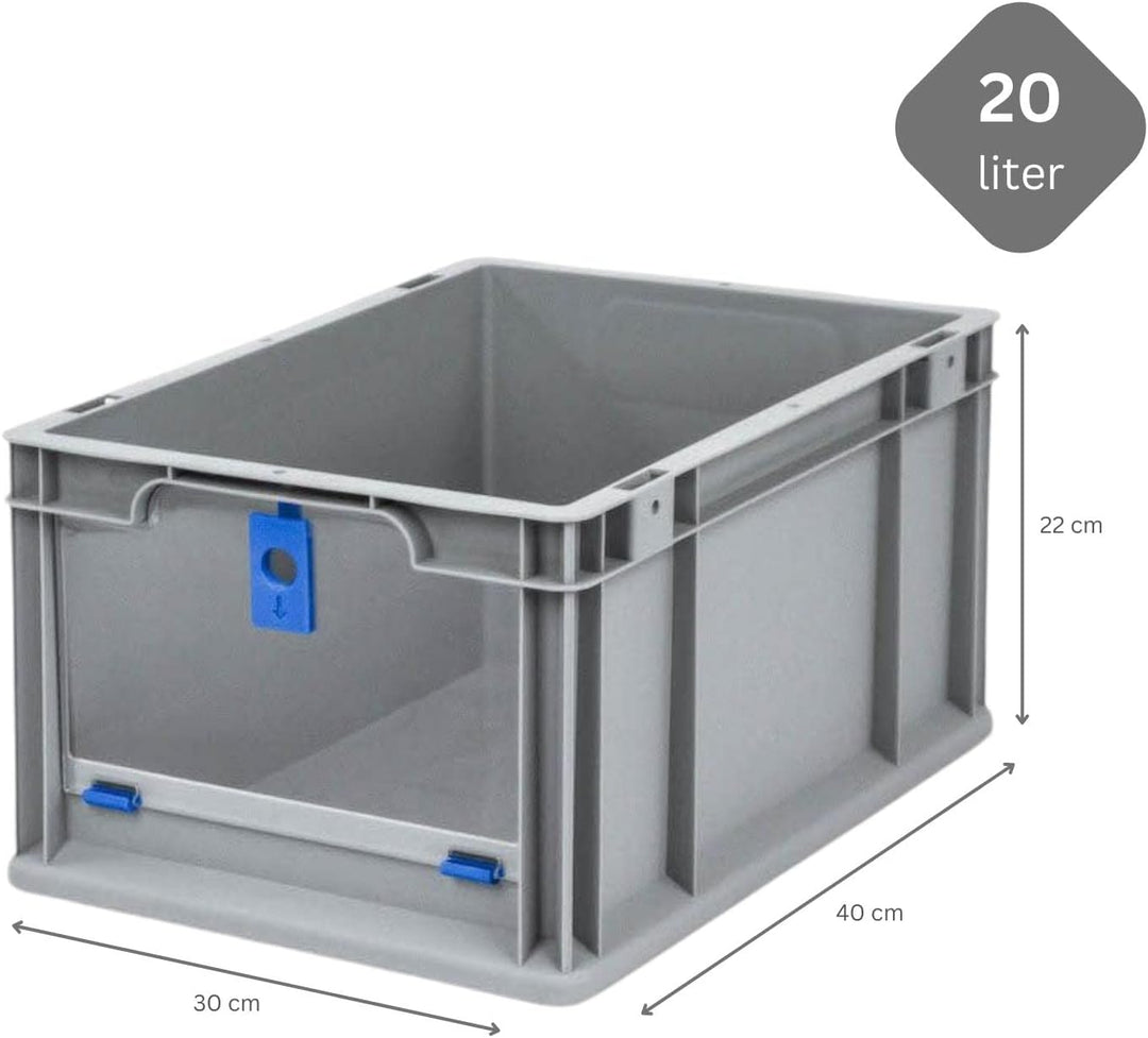 SparSet 5x Eurobox NextGen Insight Cover | HxBxT 22x30x40 | 20 Liter | Hoch/Blau | Eurobehälter, Tra