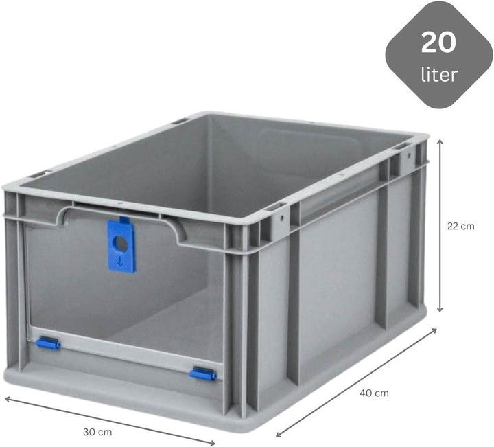 SparSet 5x Eurobox NextGen Insight Cover | HxBxT 22x30x40 | 20 Liter | Hoch/Blau | Eurobehälter, Tra
