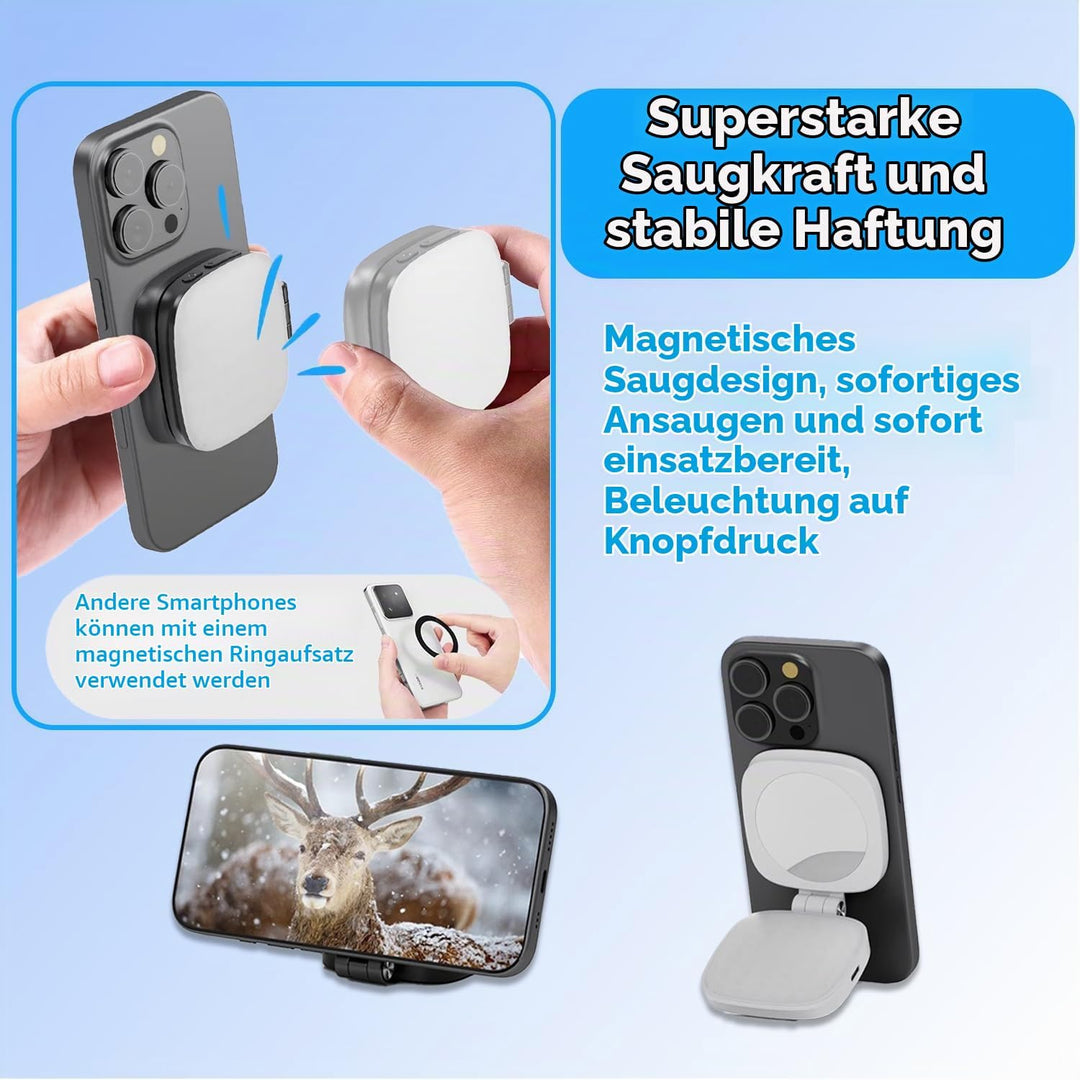 Das Magnetisch Drehbare Handy-Fülllicht mit Spiegel Eignet Sich für Verschiedene Mobiltelefone wie d