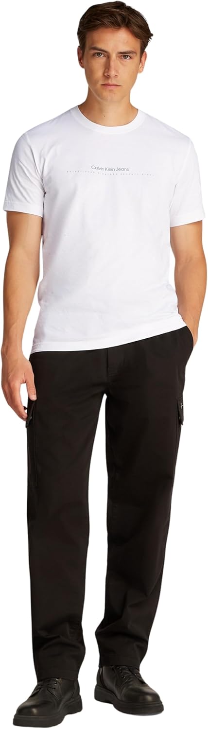 Calvin Klein Jeans Herren Badge Turn Up Sleeve Kurzarm Strickoberteile XXL Bright White, XXL Bright