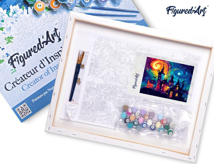Figured'Art Malen Nach Zahlen Erwachsene Mit Rahmen Fantasie Schloss - Paint by Numbers Basteln DIY
