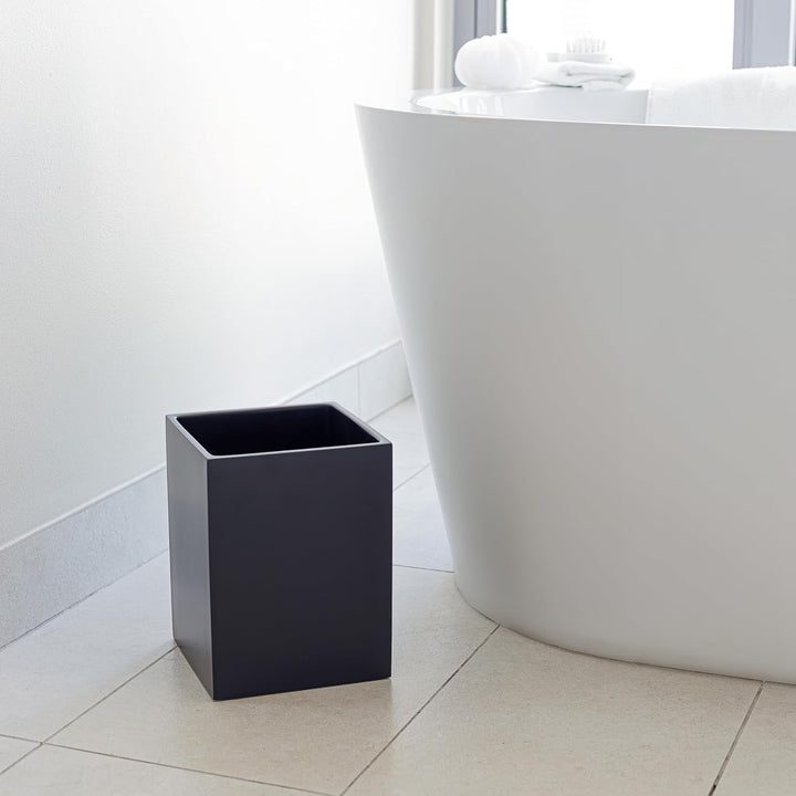 YEW DESIGN Kleiner Eckiger Mülleimer in Schwarz Matt, 7,5 L / 2 Gallonen – Papierkorb für Zuhause, B