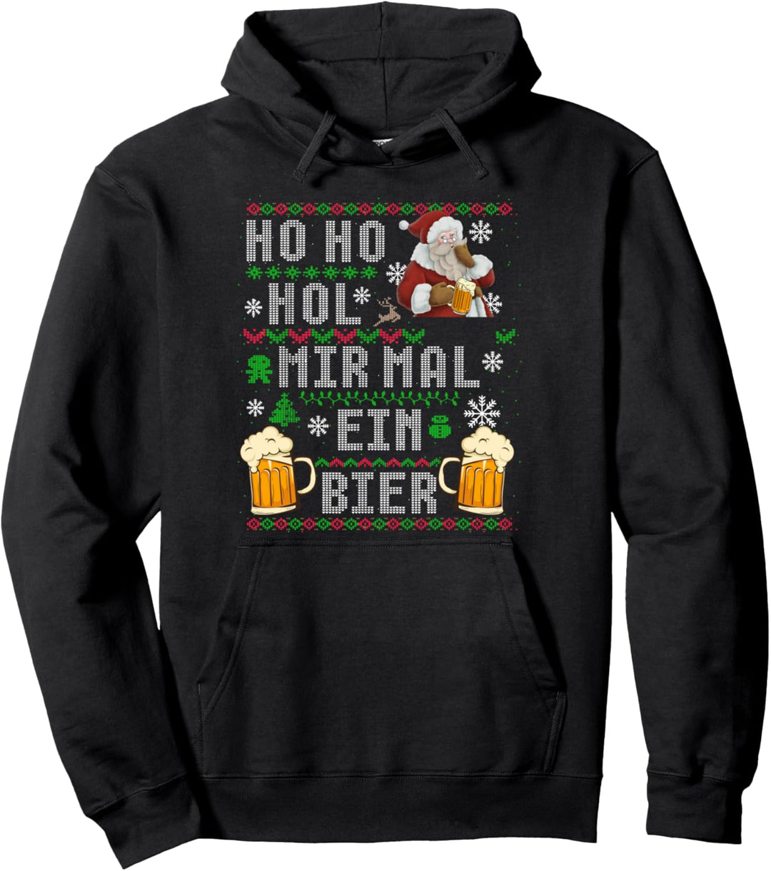 Weihnachtsmann Santa Weihnachtsfeier Ho Ho Hol mir ein Bier Pullover Hoodie