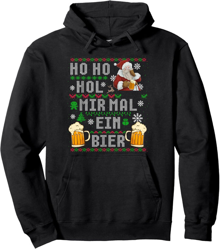 Weihnachtsmann Santa Weihnachtsfeier Ho Ho Hol mir ein Bier Pullover Hoodie