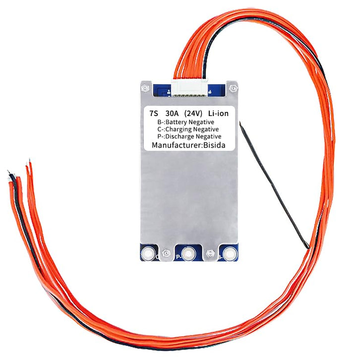 Bisda BMS 7S 24V 30A Lithium-PCB-Schutzplatine mit Balancerleitung und NTC, Split-Port, zehn Schutzf