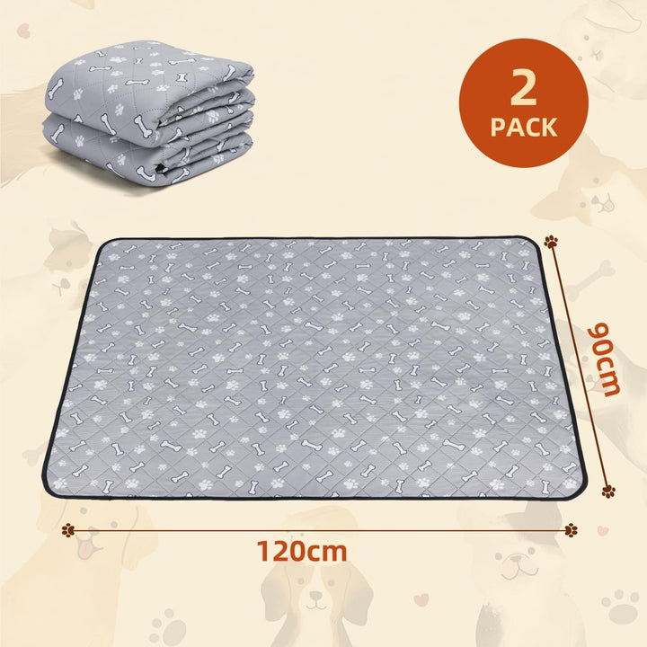 Nobleza Wiederverwendbare Welpenunterlagen, 2er Set Waschbar Haustier-Urinunterlage, 120 x 90 cm Sch