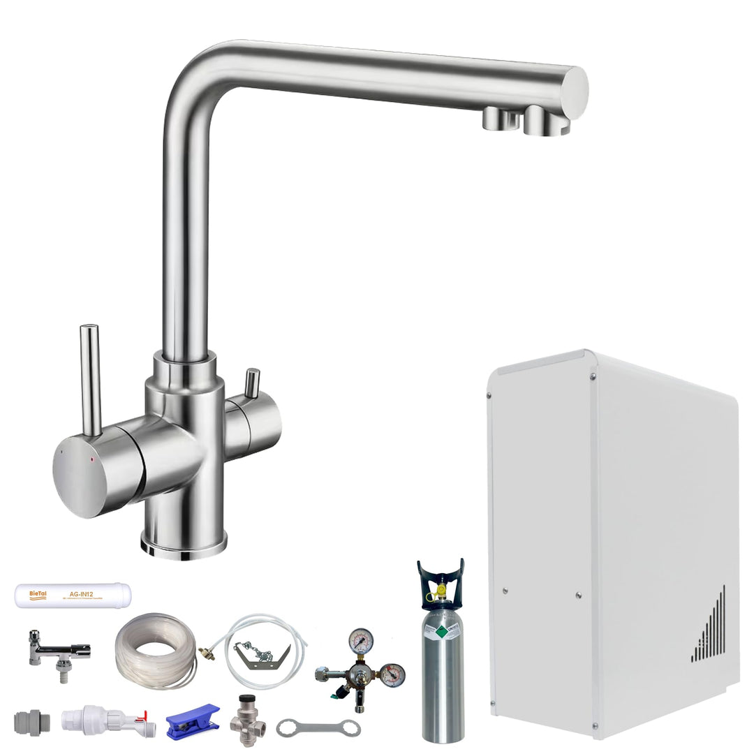 Tafelwasseranlage 10 L/h – BieTal® Wasserspender mit Sprudelwasserfunktion, Festwasseranschluss, gek