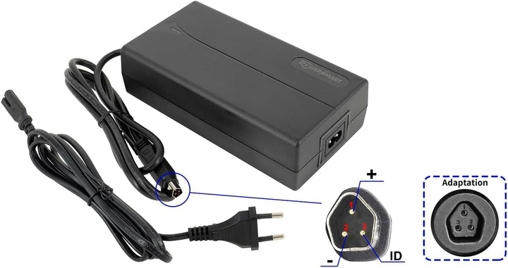 PowerSmart 54,6V 2A Ladegerät für 48V Akku von Fischer (2022 Modell) Montis EM 1724, EM 1724.1, Mont