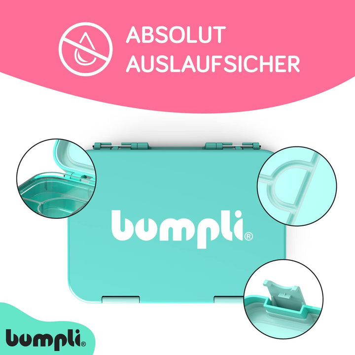 bumpli® Brotdose Kinder mit Fächern - kinderfreundliche Verriegelung mit Klick-Verschluss - Lunchbox