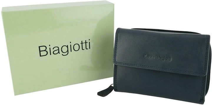 Laura Biagiotti Damen-Geldbörse aus echtem Leder, geräumig mit Geschenkbox Navy 208, Navy 208