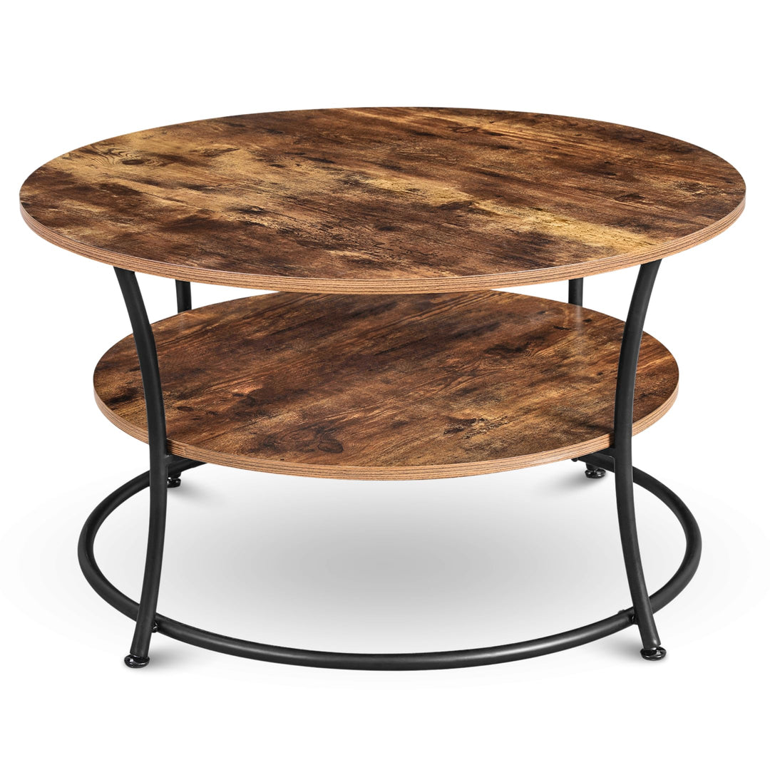 holz4home® Couchtisch Lillie runder Wohnzimmertisch | mit Ablage | einfache Montage | Industrial-Loo