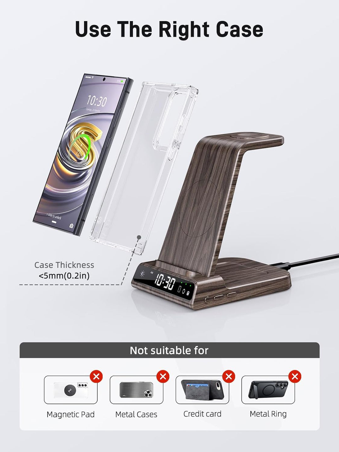 Wireless Charger für Samsung Galaxy S23 Ultra, Induktive ladestation für Samsung Watch 6, 3 in 1 lad