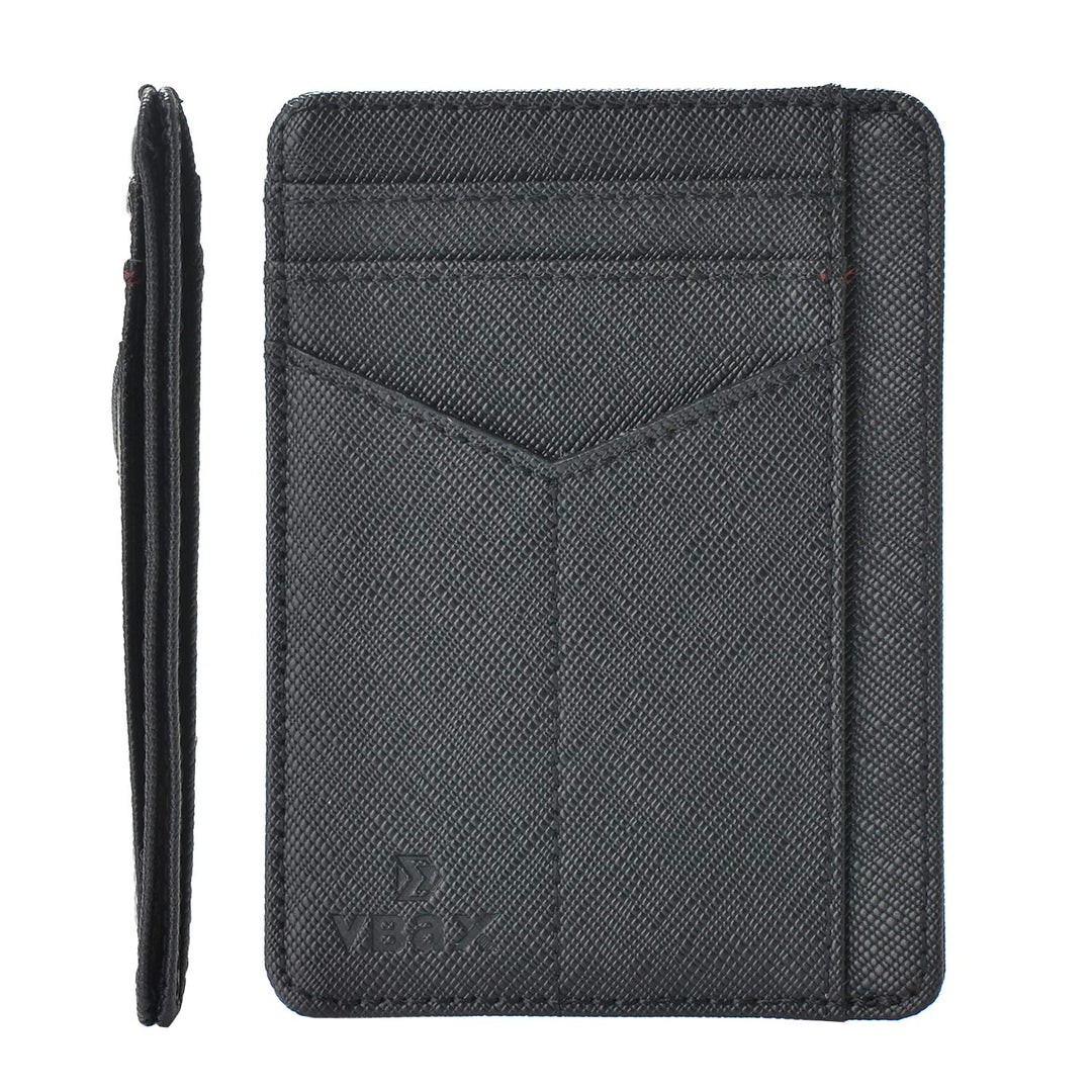 VBAX RFID Slim Wallet for Men Women, 8 Card Slot Leather Minimalist Front Pocket Credit Card Holders