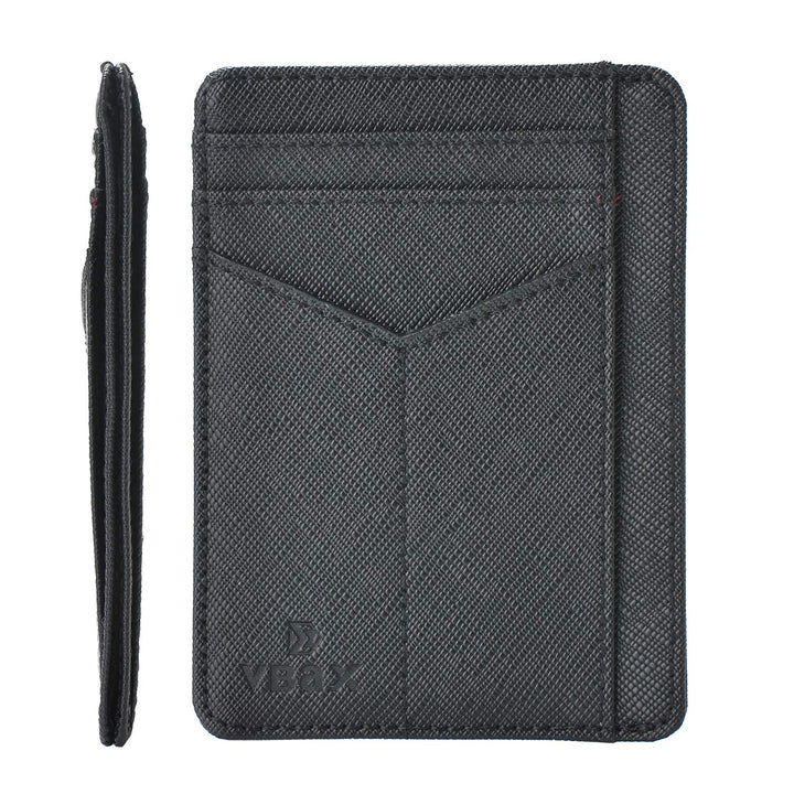 VBAX RFID Slim Wallet for Men Women, 8 Card Slot Leather Minimalist Front Pocket Credit Card Holders