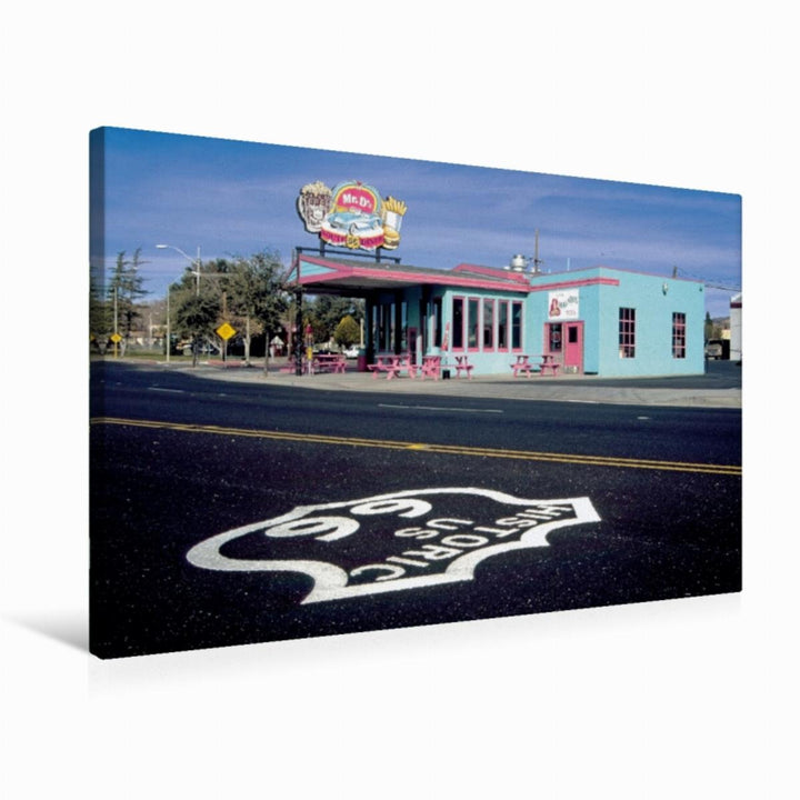 Premium Textil-Leinwand 75 x 50 cm Quer-Format Mr. D'z, Route 66 Diner, Kingman, Arizona | Wandbild,