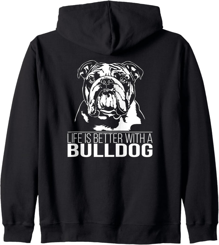 English Bulldog life is better Spruch Hund Hundespruch Kapuzenjacke